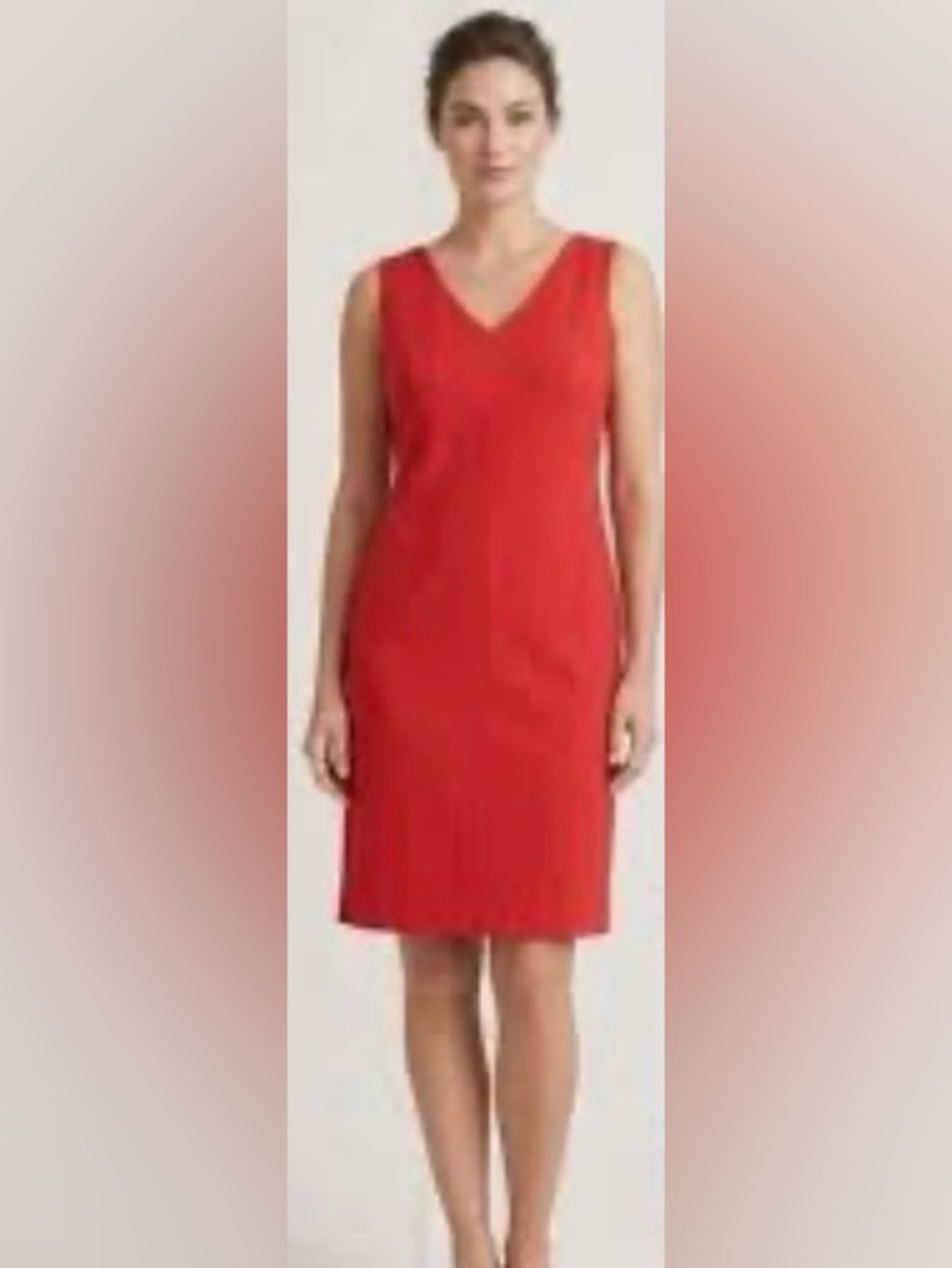 Talbots Coral Pink Sleeveless V-Neck Pocket Tweed Sheath/Shift Dress Pockets
